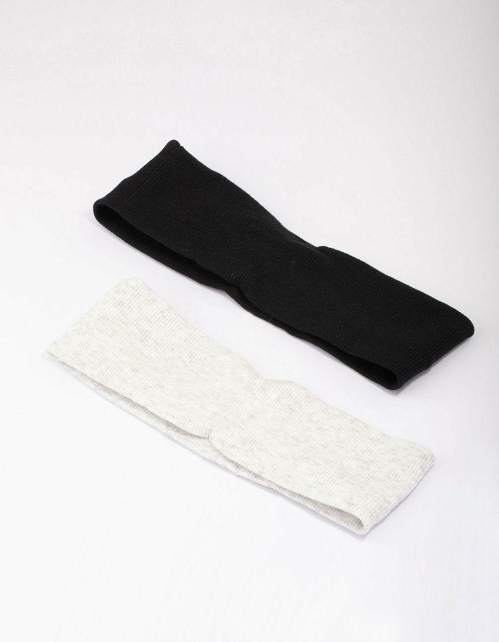 Black & Grey Ribbed Fabric Headband Pack Accessories