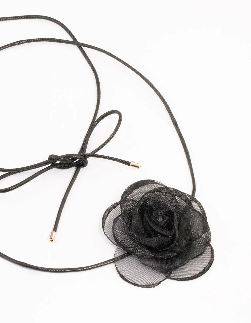 Black Mesh Corsage Thin Rope Choker Chokers