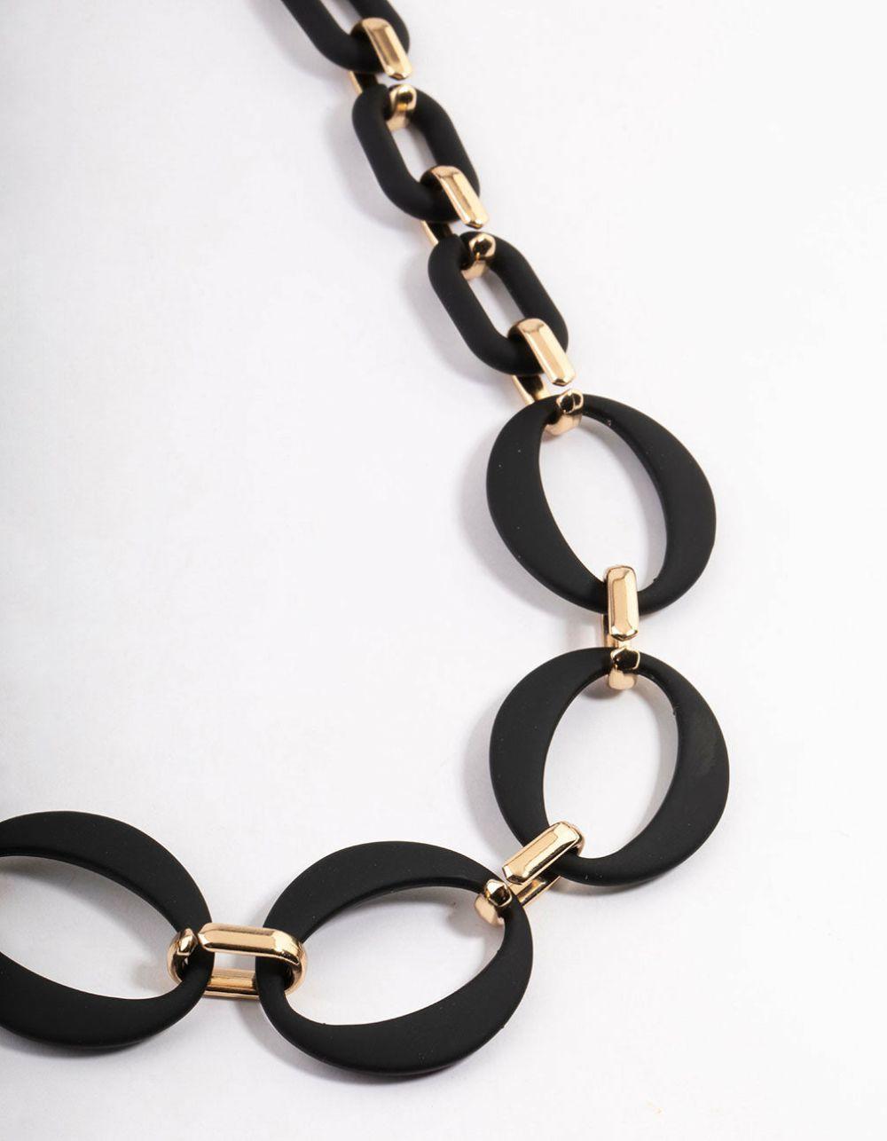 Black Mixed Oval Link Necklace Jewellery