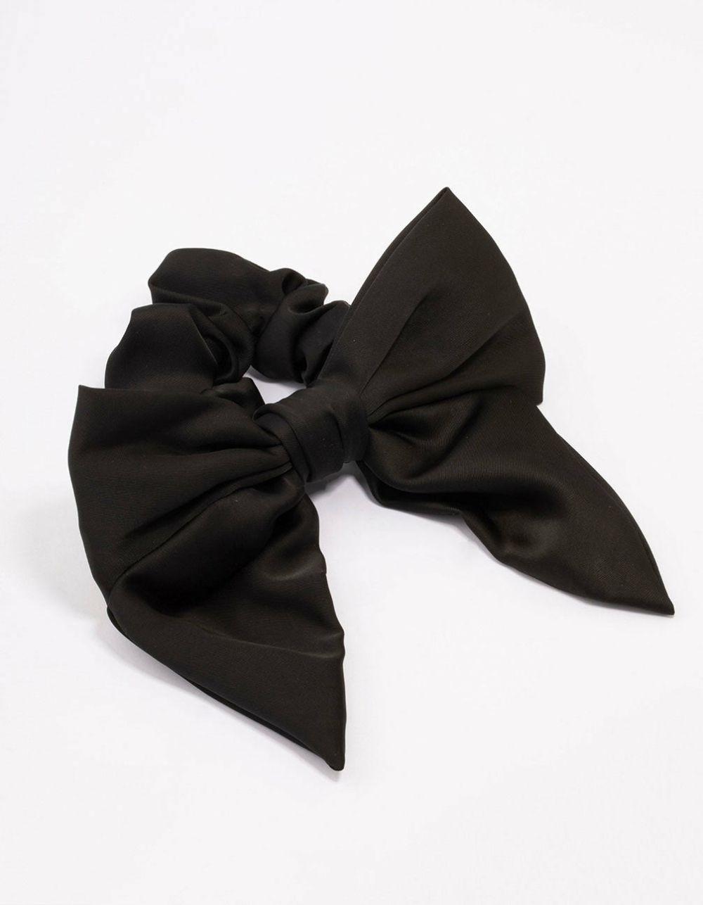 Black Satin Bow Hair Scrunchie Accessories