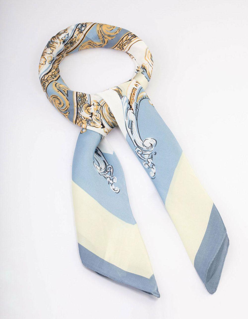 Blue Fabric Regal Printed Scarf Accessories