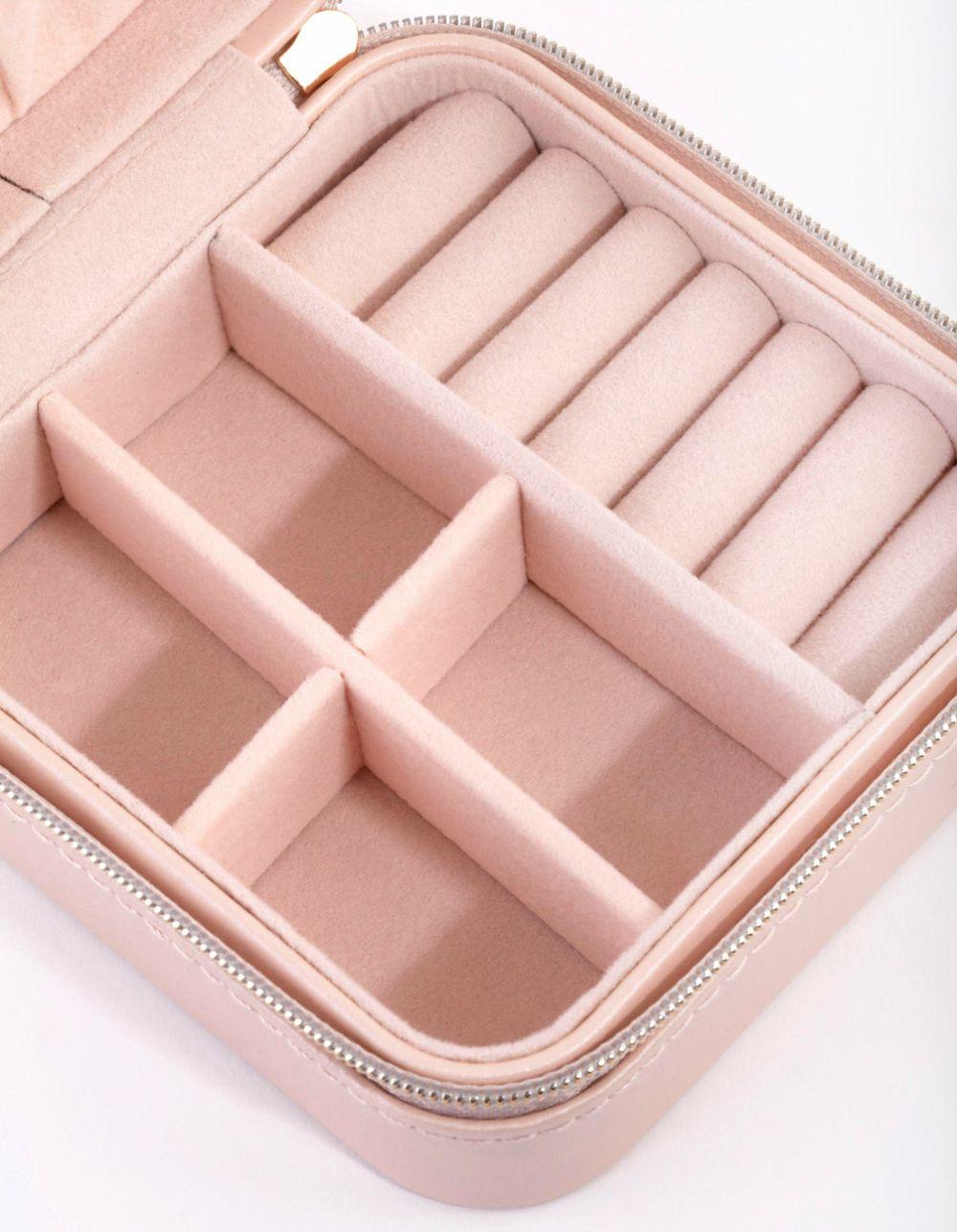 Blush Faux Leather Square Jewellery Box Accessories