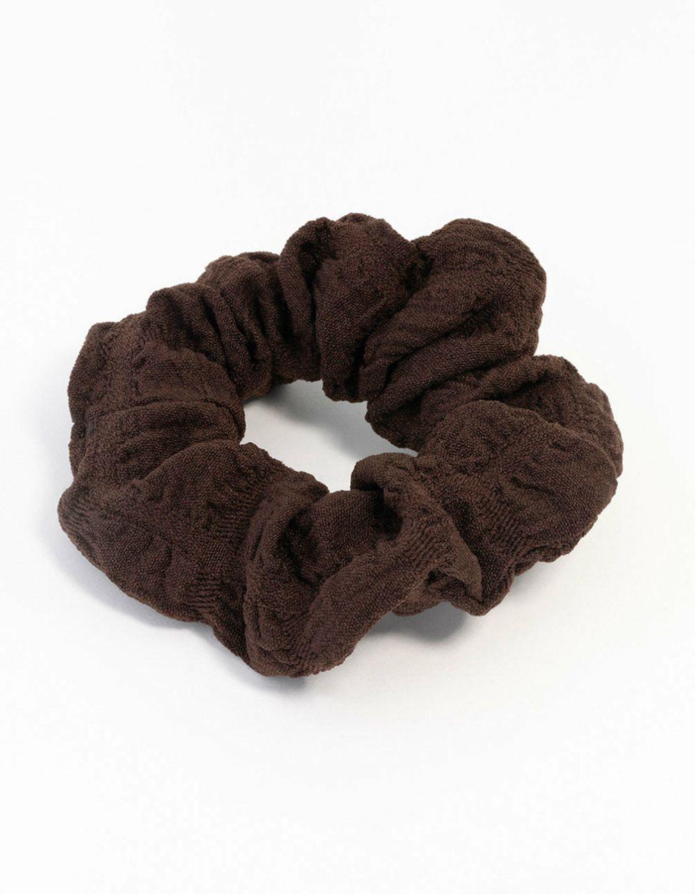 Brown Fabric Seersucker Scrunchie Accessories