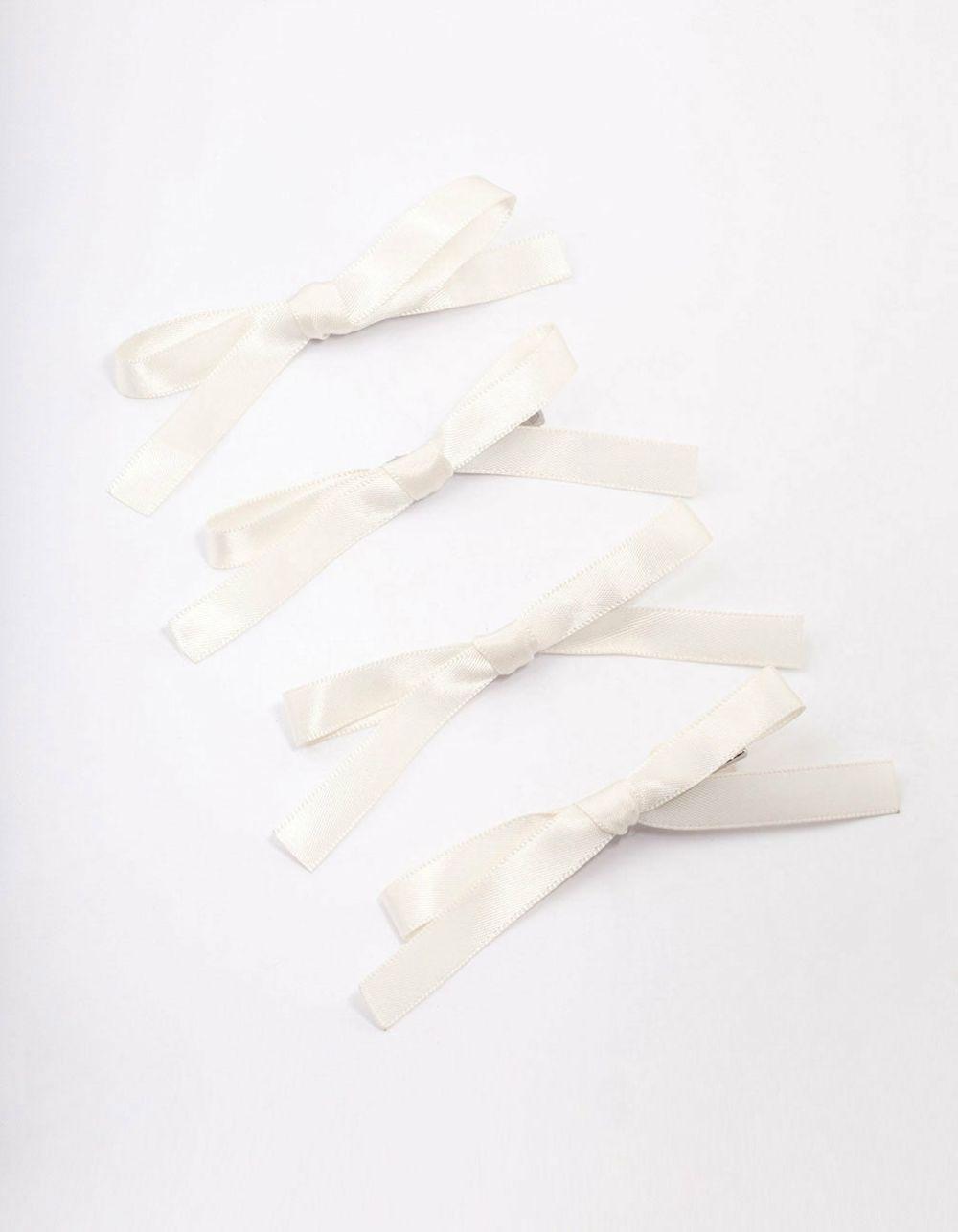 Cream Simple Hair Bows 4-Pack Accessories