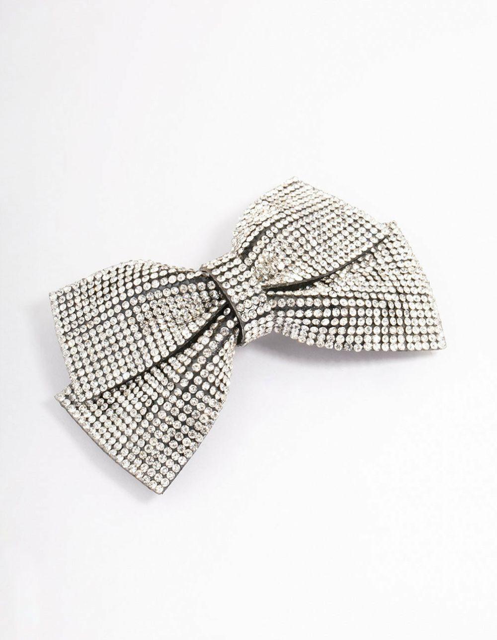 Fabric Diamante Bow Barette Clip Accessories