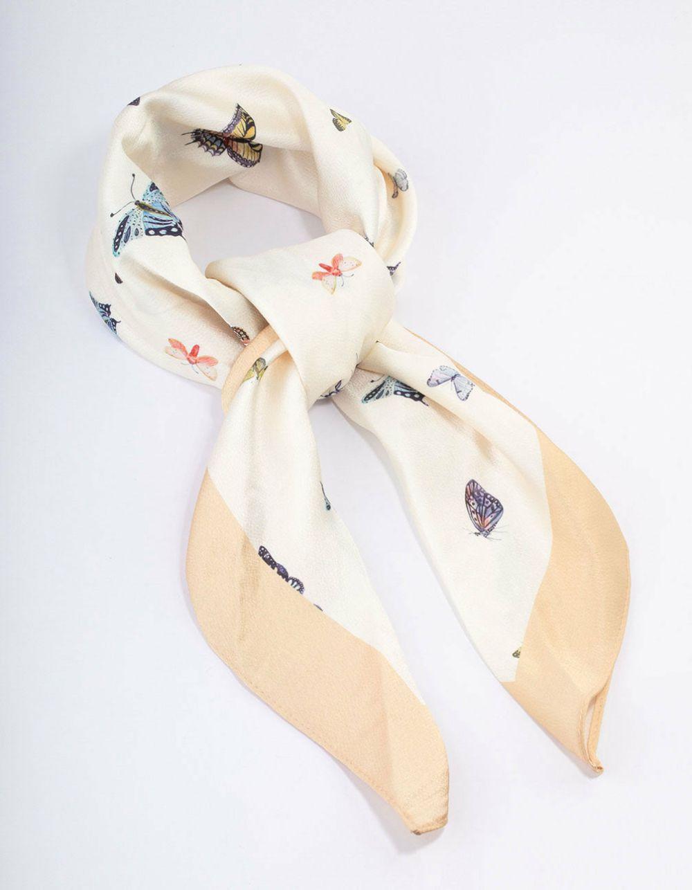 Fabric Yellow Butterfly Printed Scarf Accessories