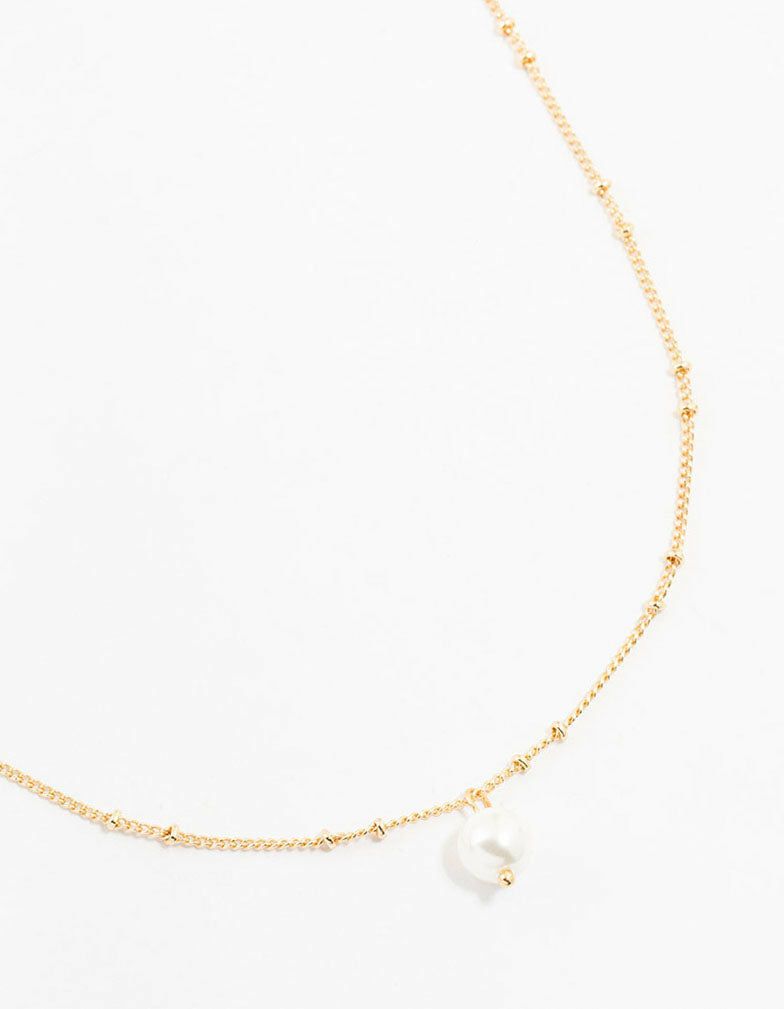 Gold Ball Chain Pearl Necklace Chains