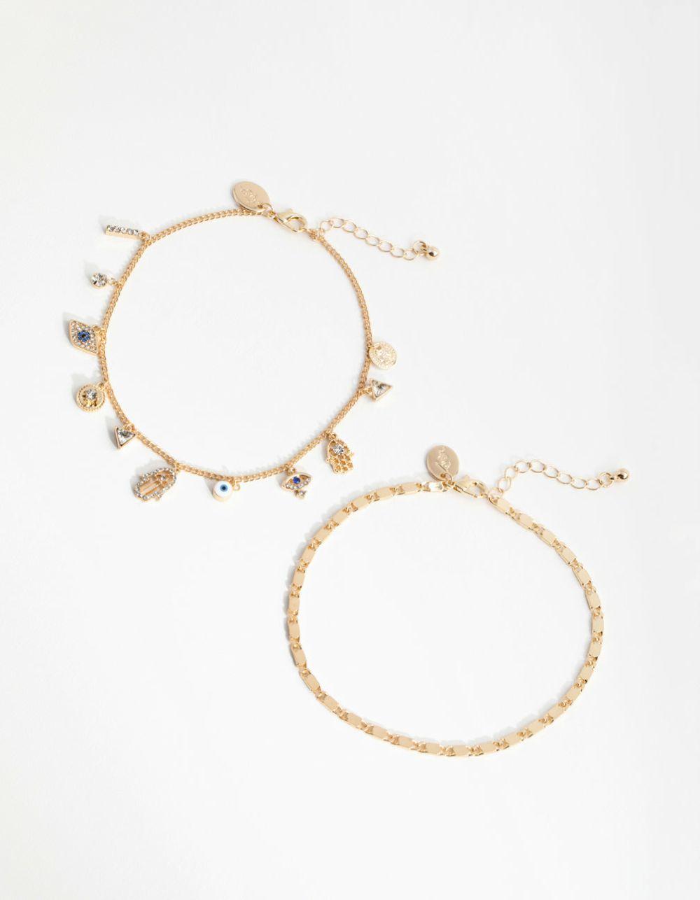 Gold Evil Eye Charm Anklet Pack Anklets