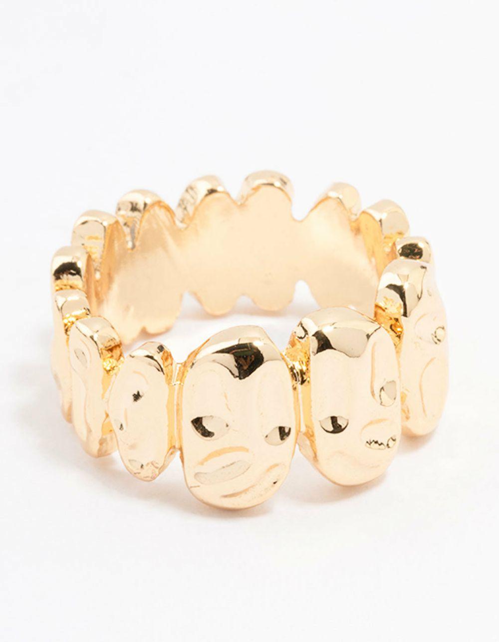 Gold Plated Molten Stone Band Ring Bands