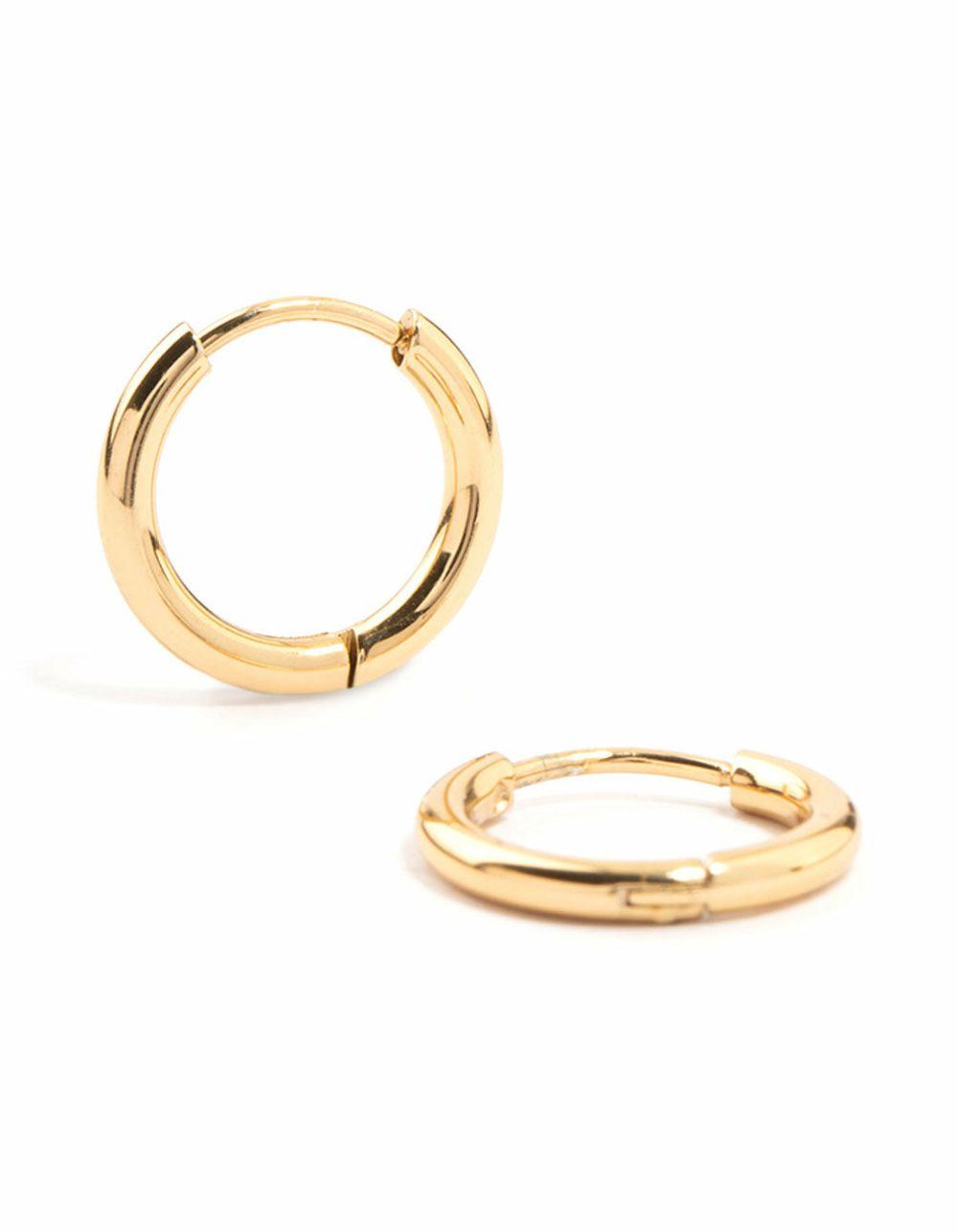 Gold Plated Stainless Steel Core Clicker Earrings 14 MM Body Jewellery