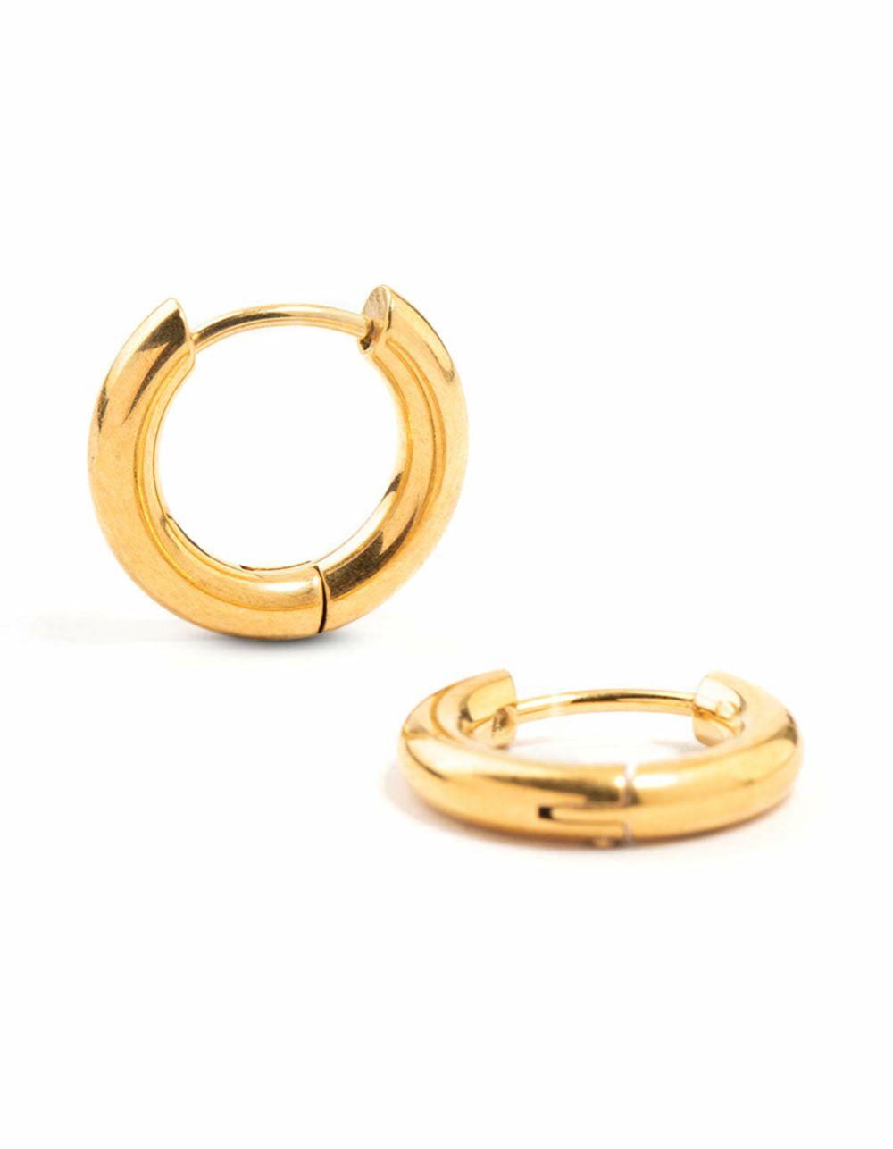 Gold Plated Stainless Steel Core Clicker Earrings 16 MM Body Jewellery