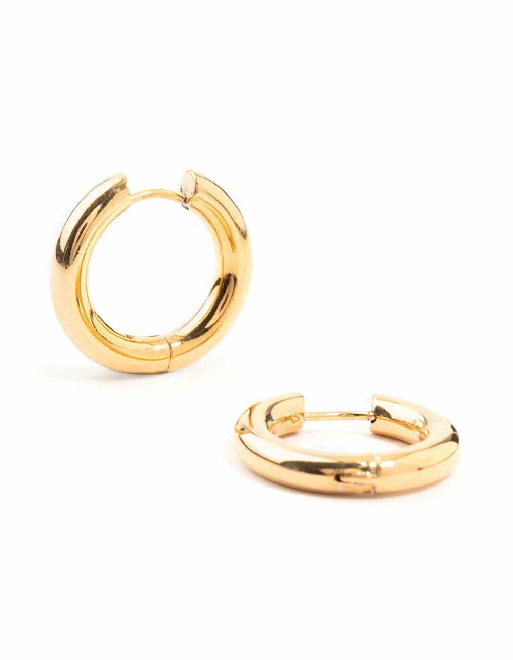 Gold Plated Stainless Steel Thick Clicker Hoop Earrings 22 MM Body Jewellery