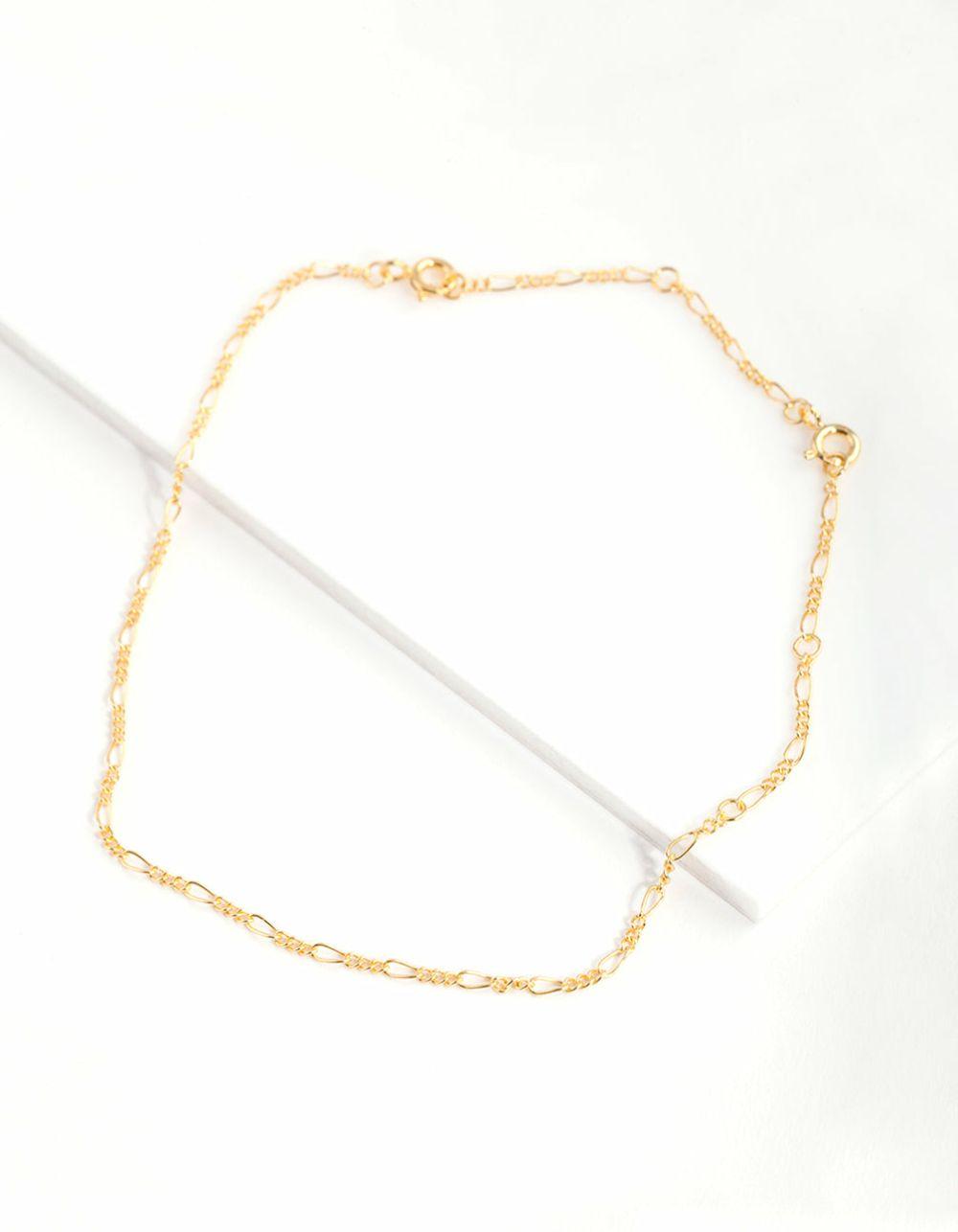 Gold Plated Sterling Silver Figaro Chain Bracelet Anklet Anklets