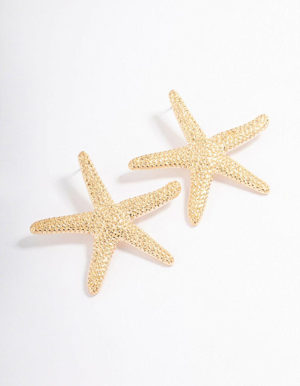 Gold Statement Star Earrings Drops & Dangles