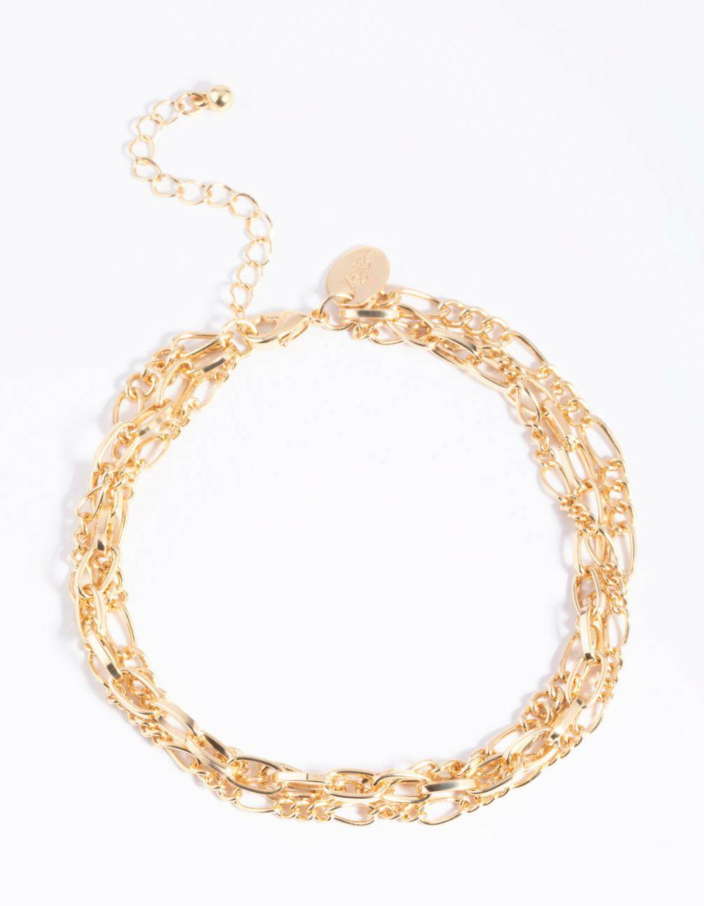 Gold Triple Chain Anklet Anklets