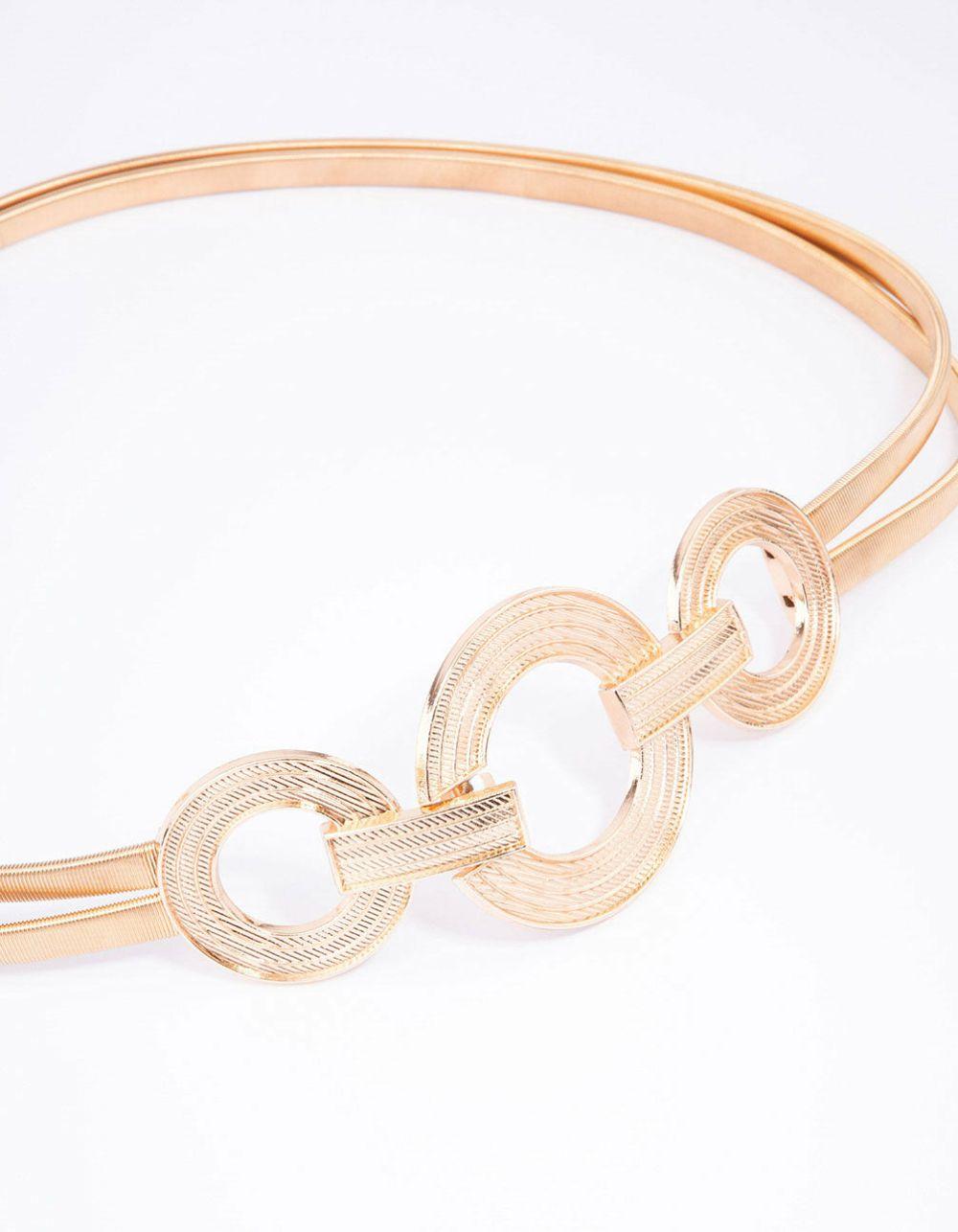 Gold Triple Circle Stretch Belt Accessories