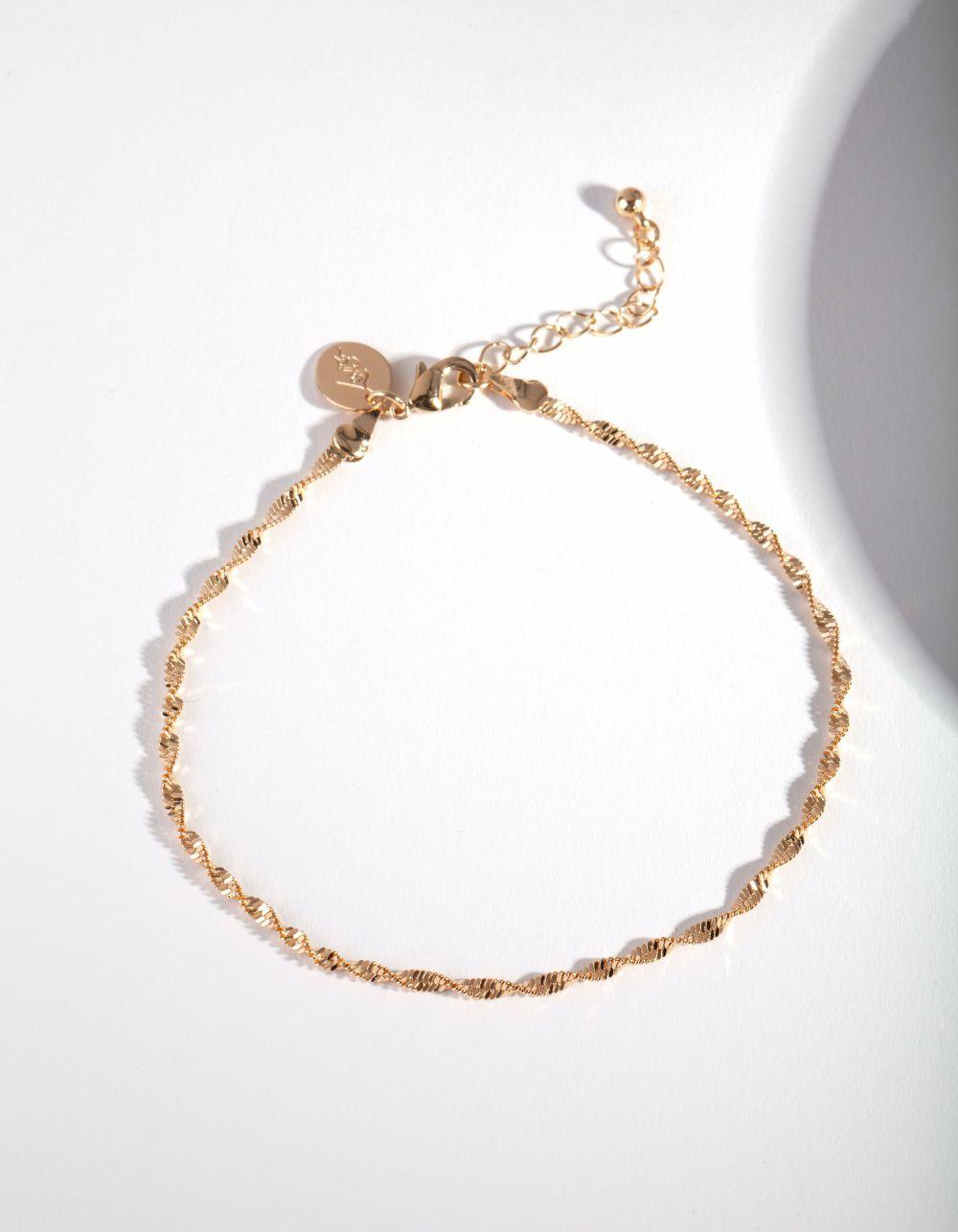 Gold Twist Chain Anklet Anklets