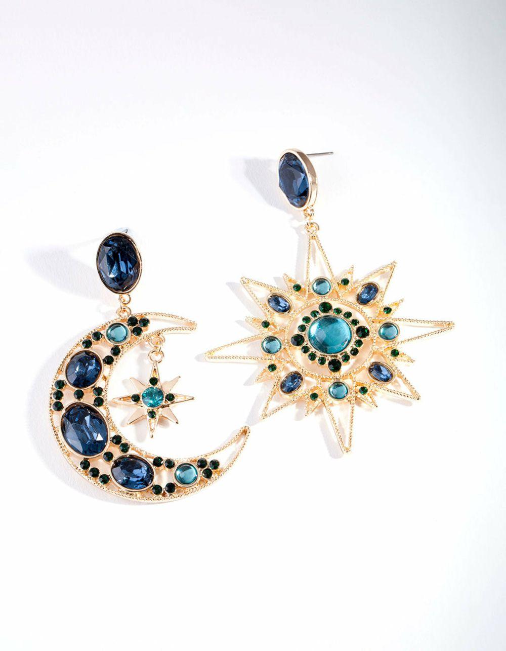 Green Statement Celestial Earrings Drops & Dangles