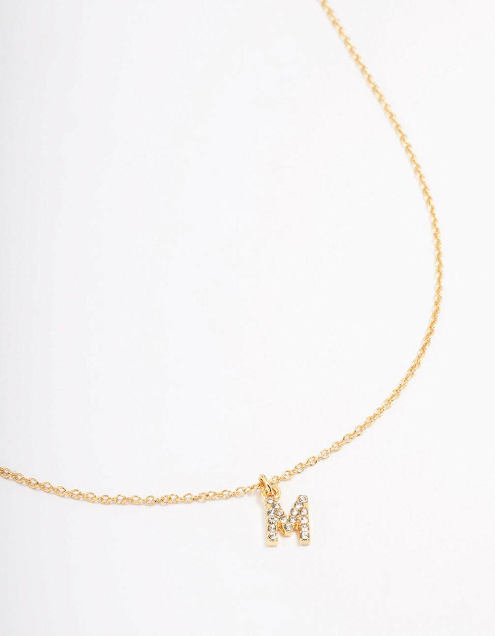 Letter M Gold Plated Initial Pendant Necklace Jewellery