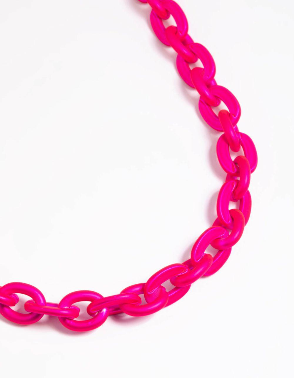 Matte Pink Chain Necklace Jewellery