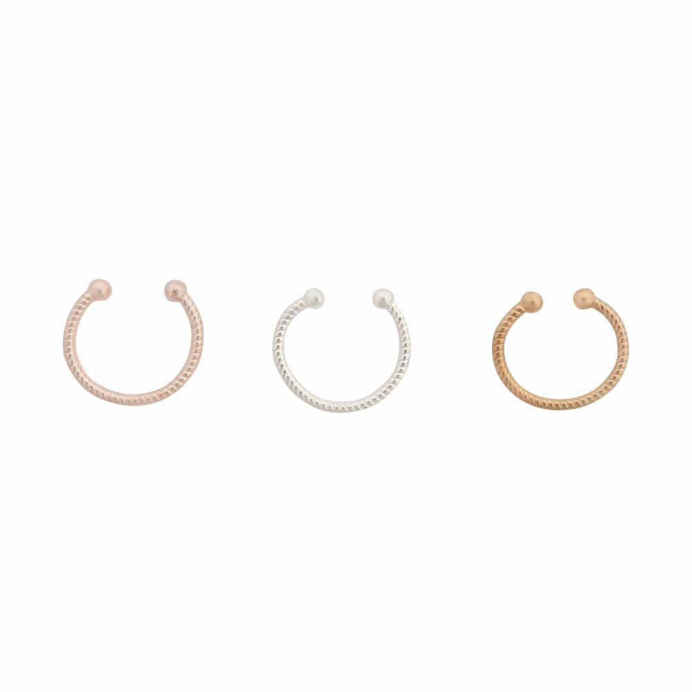 Mixed Metal Diamond Cut Septum Nose Ring Pack Body Jewellery