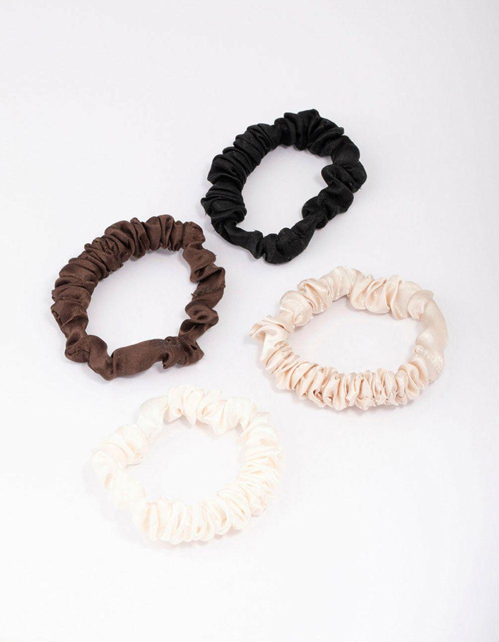 Neutral Thin Fabric Scrunchie 4-Pack Accessories