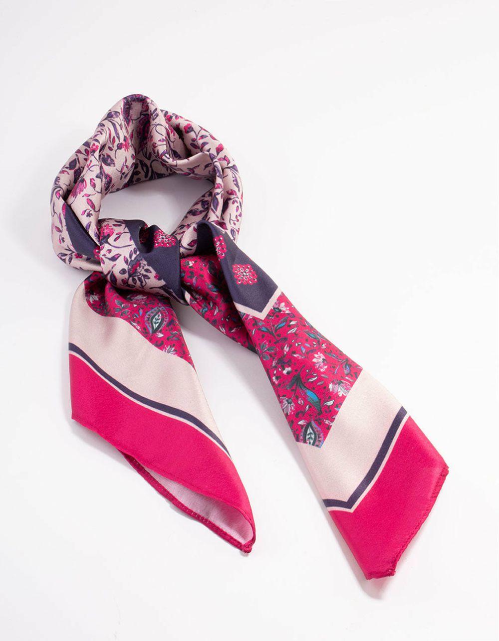 Pink Fabric Mixed Tone Floral Print Scarf Accessories