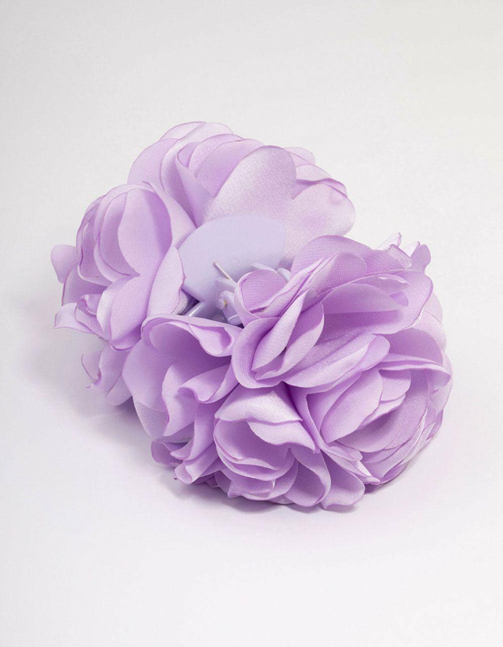 Purple Fabric Small Flower Hair Claw Clip Accessories