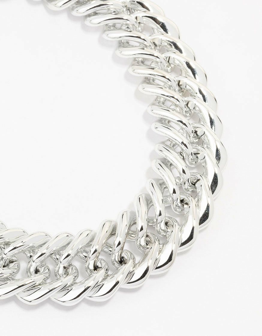 Rhodium Chunky Mixed Chain Necklace Jewellery