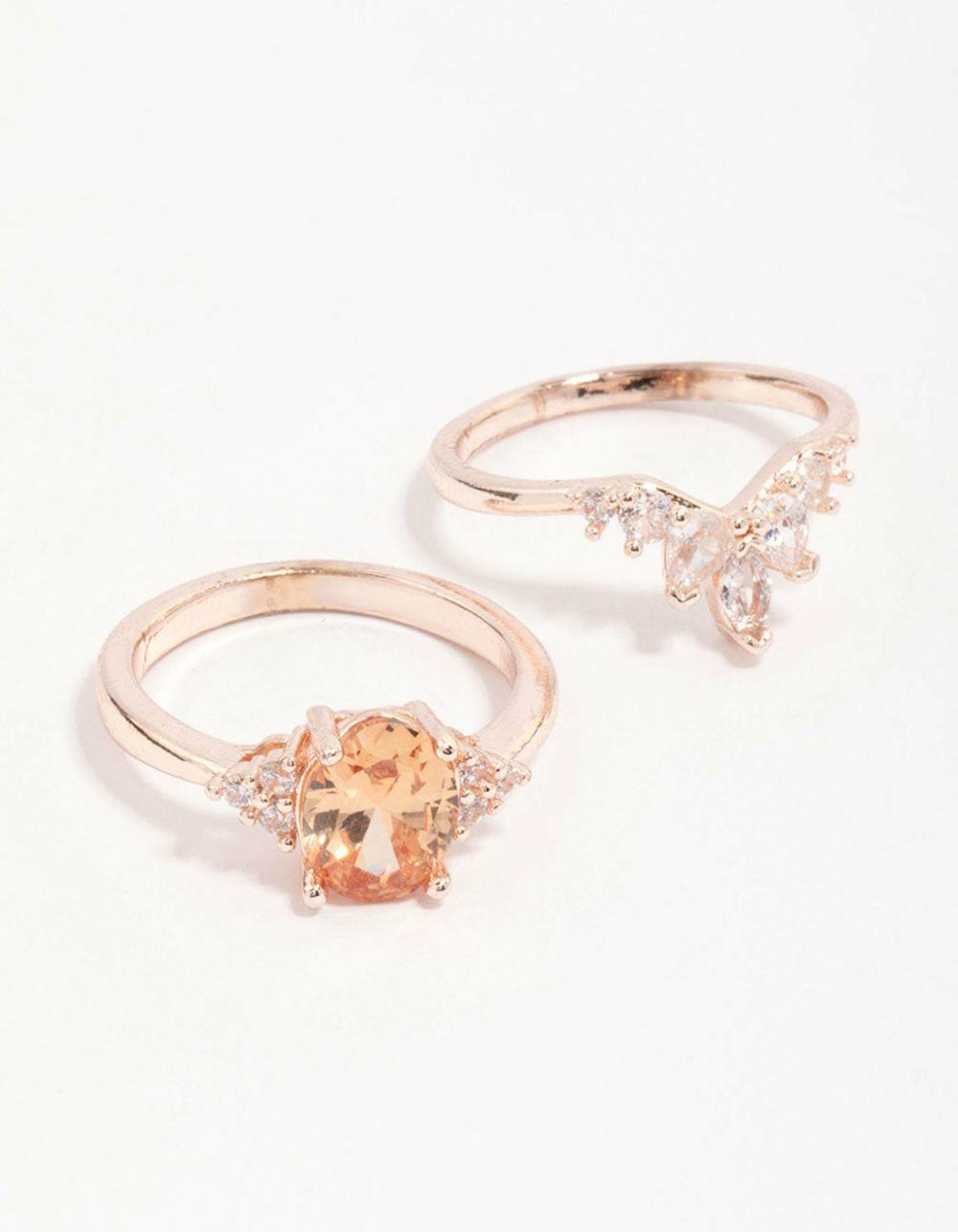 Rose Gold Arched Ring Pack Engagement Rings