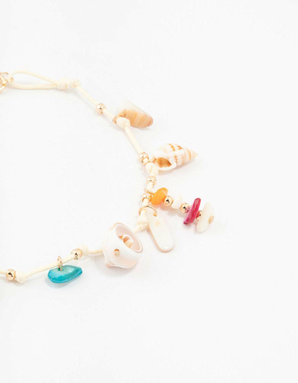 Shell Charm Cord Anklet Anklets