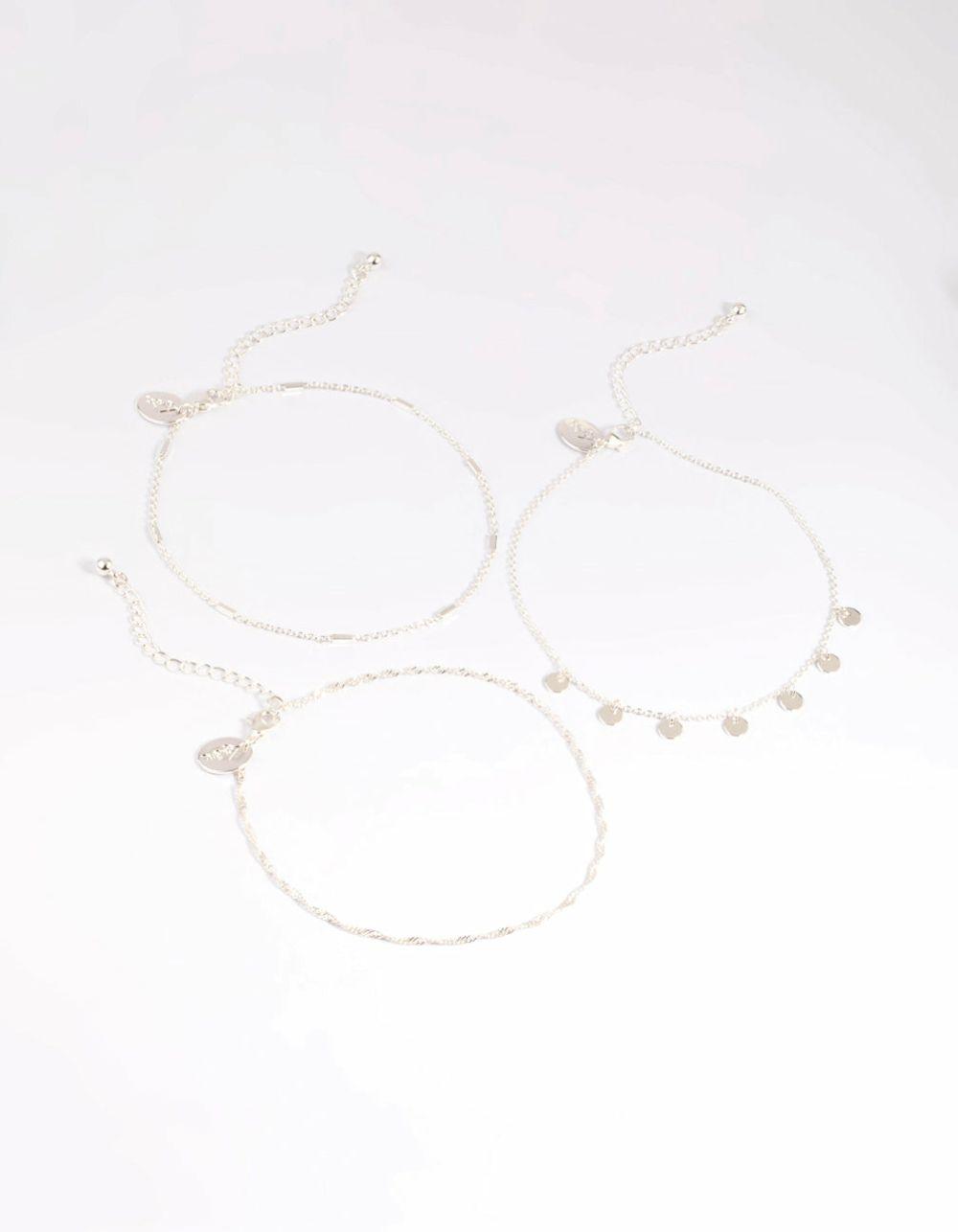 Silver Disc Chain Anklets Anklets