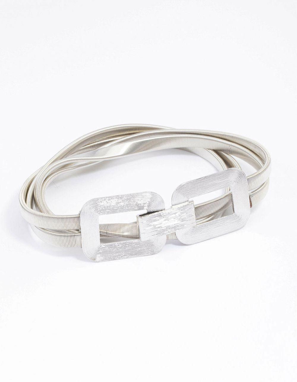 Silver Rectangle Buckle Stretch Belt Accessories