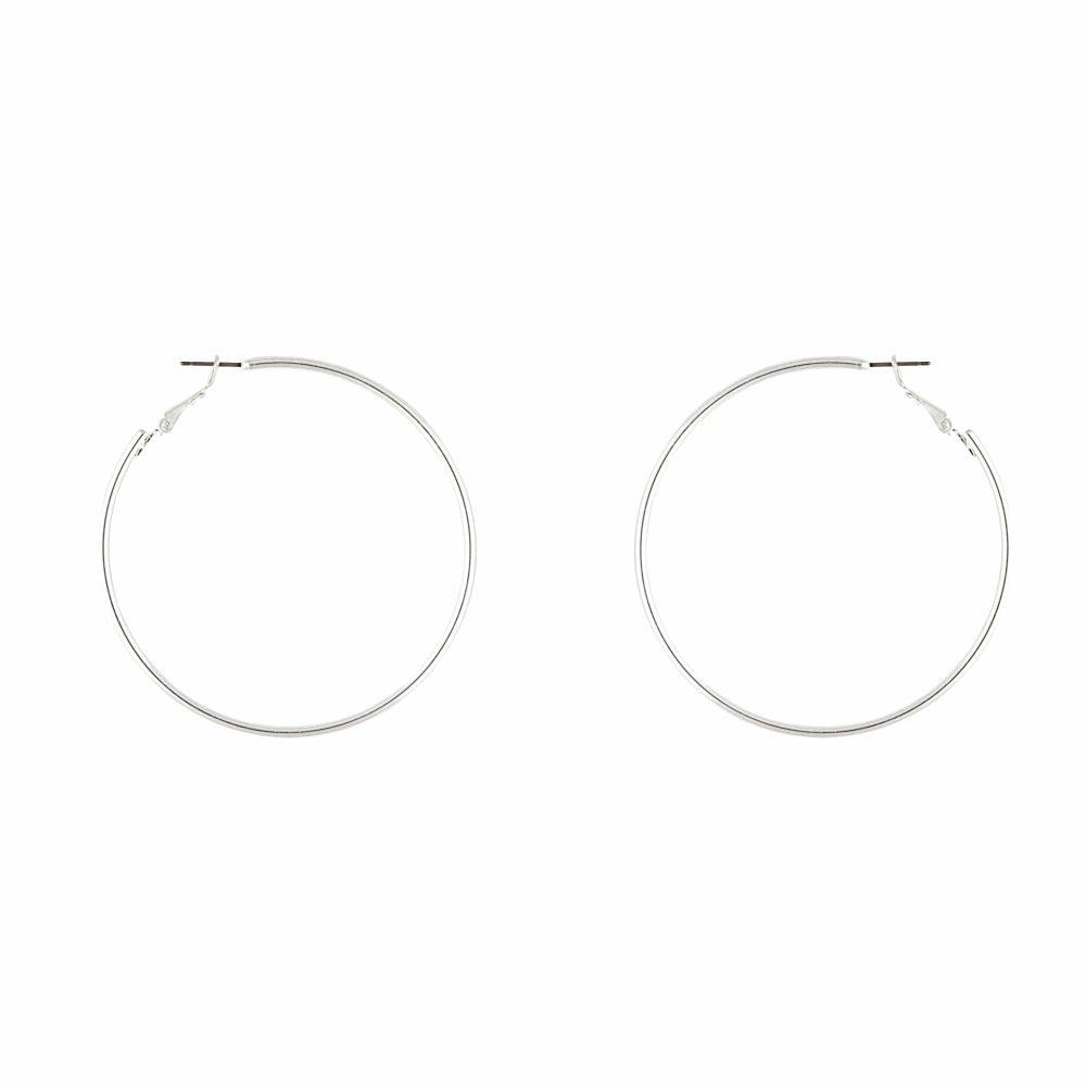 Silver Rounded 6cm Hoop Earrings Earrings