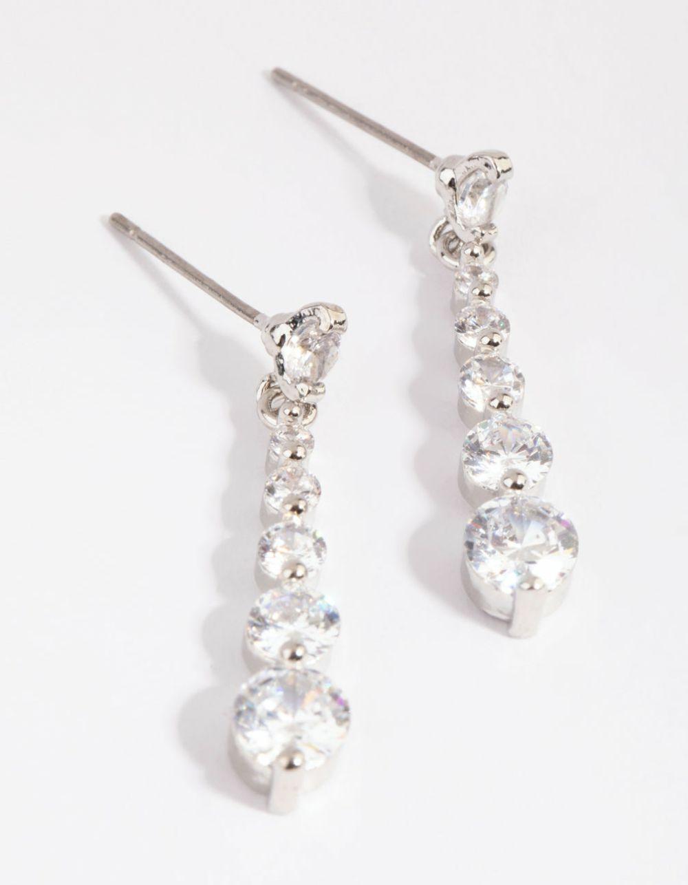 Small Graduated Crystal Drop Earrings Drops & Dangles