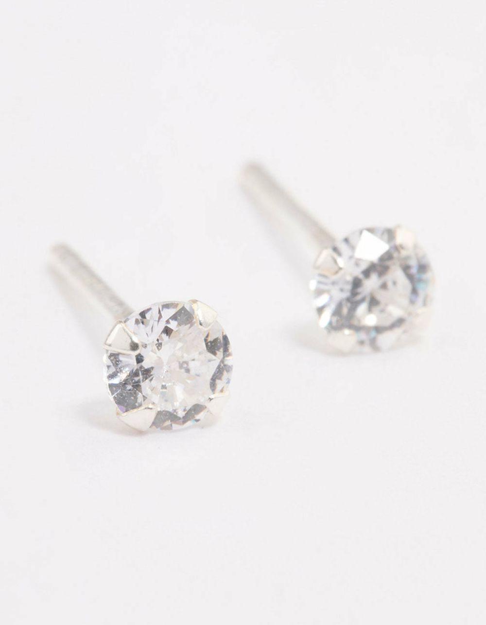 Sterling Silver Cubic Zirconia Crystal Stud Earrings Earrings