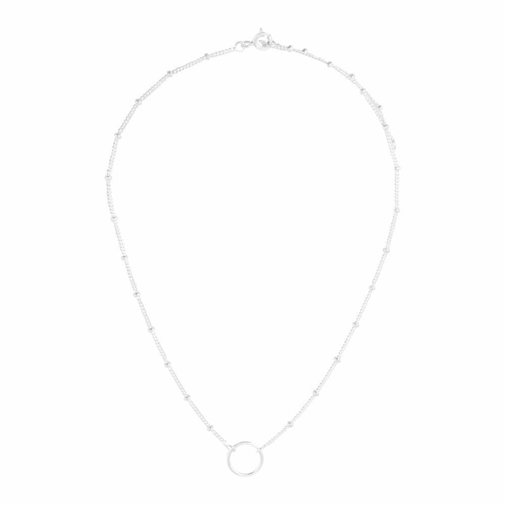 Sterling Silver Open Circle & Metal Bead Choker Chokers