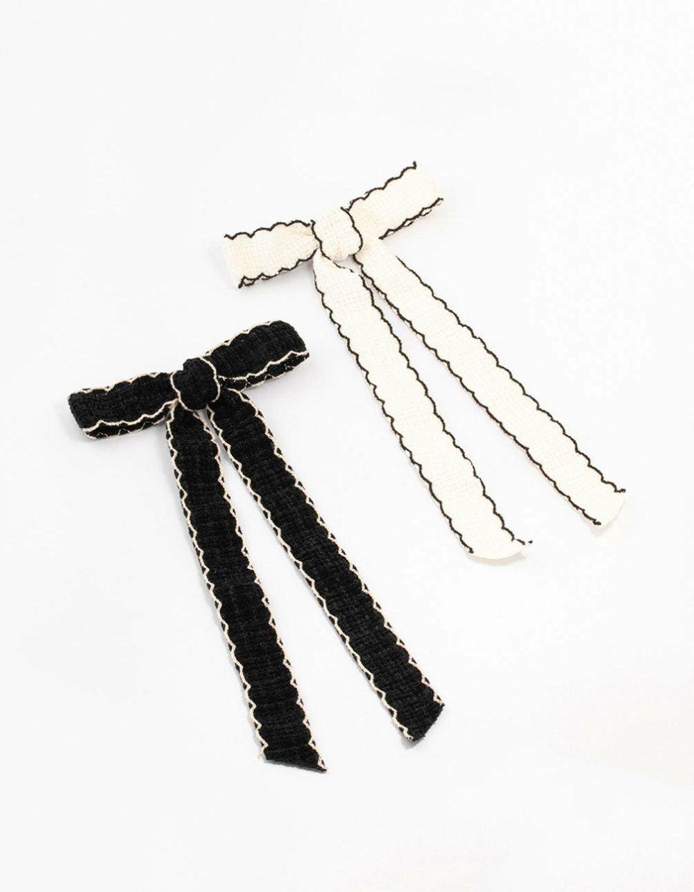 Woven Scallop Fabric Bows 2-Pack Accessories