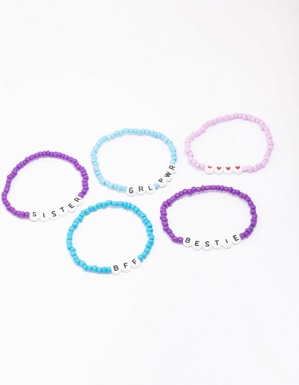 Blue & Purple Beaded BFF Friendship Bracelet 5-Pack Body Jewellery