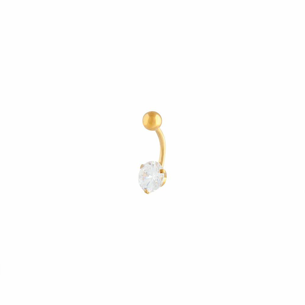 Gold Stone Claw Belly Bar Belly Rings