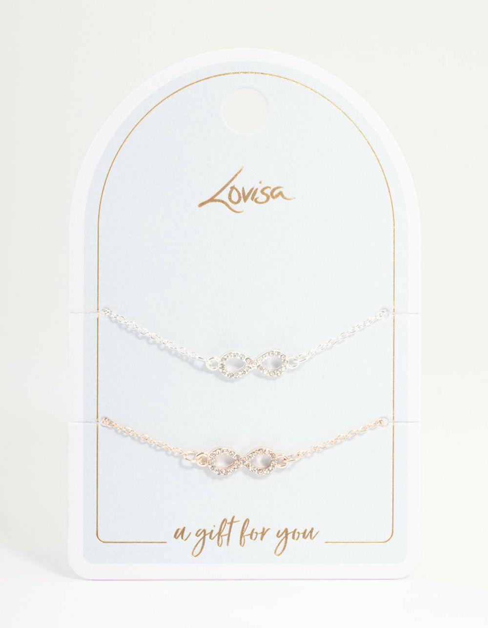 Mixed Metal Diamante Infinity Bracelet Pack Body Jewellery