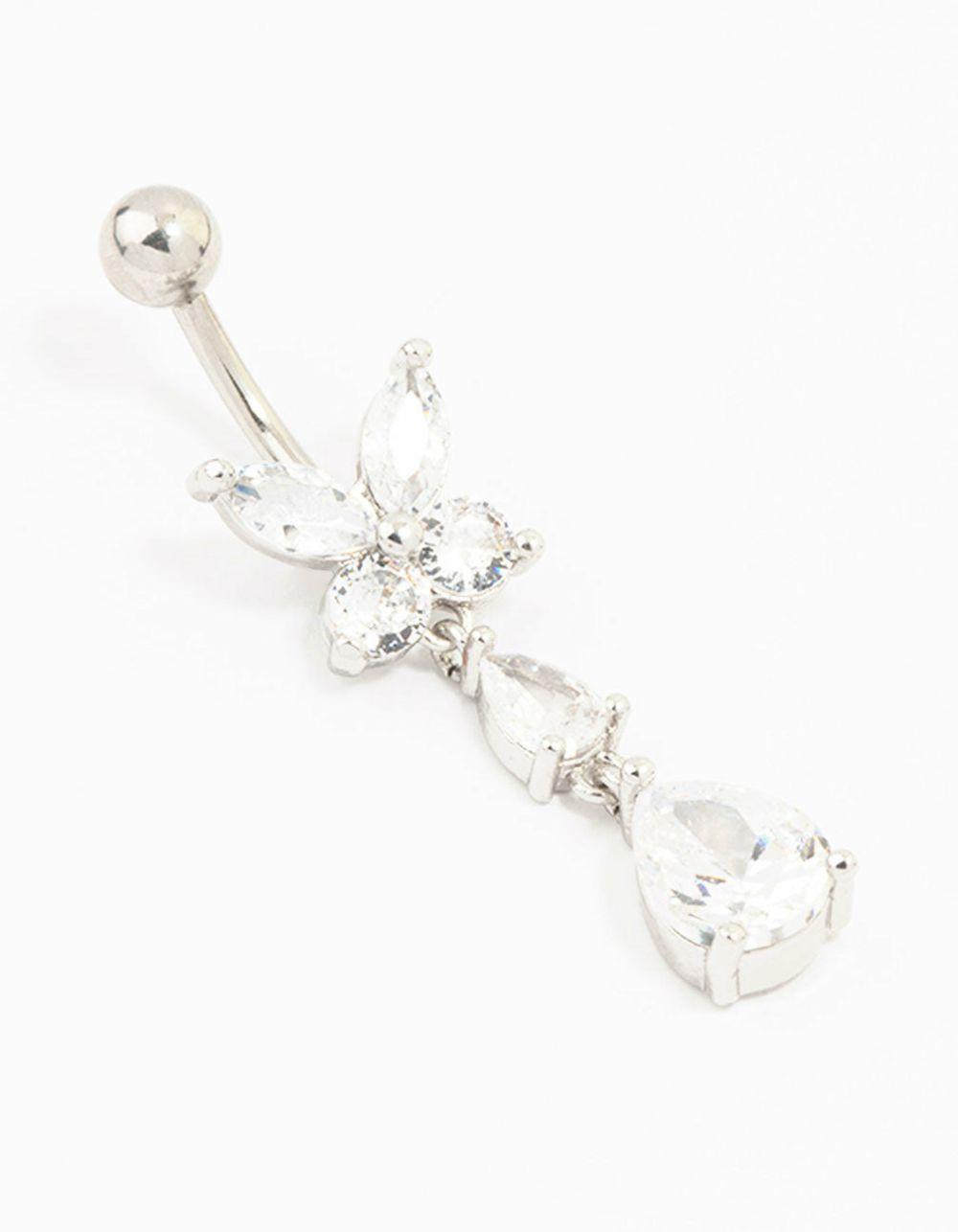 Surgical Steel Butterfly Pear Belly Piercing Belly Rings