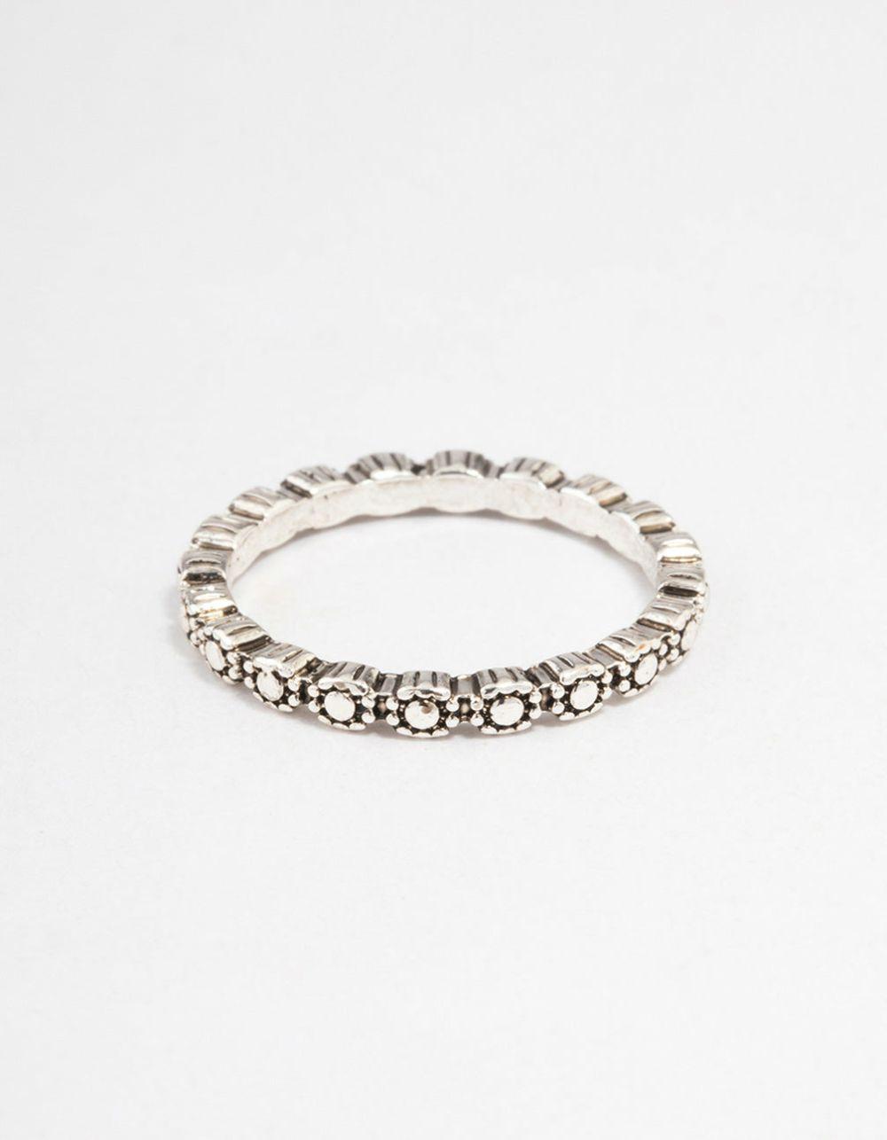 Antique Silver Tiny Flower Ring Bands