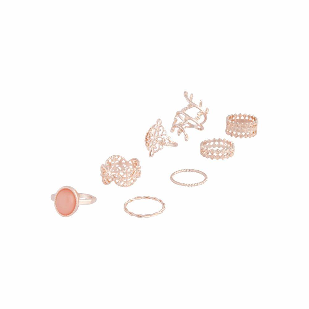 Rose Gold Ornate Lead Ring 8-Pack Jewellery