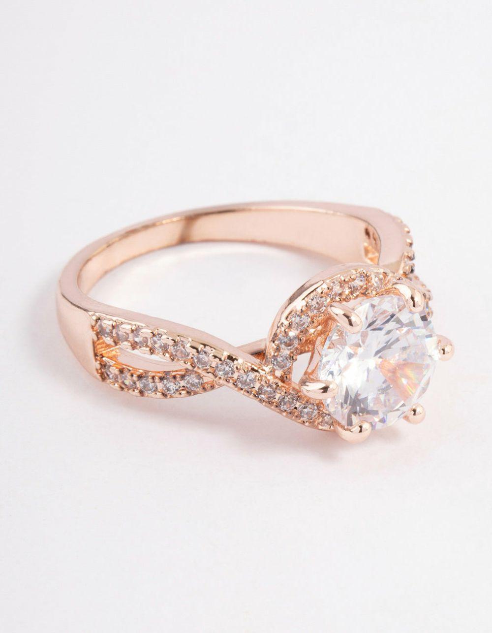 Rose Gold Round Infinity Halo Ring Engagement Rings