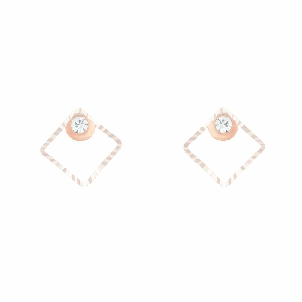 Rose Gold Geometric Square Diamante Stud Earrings Earrings